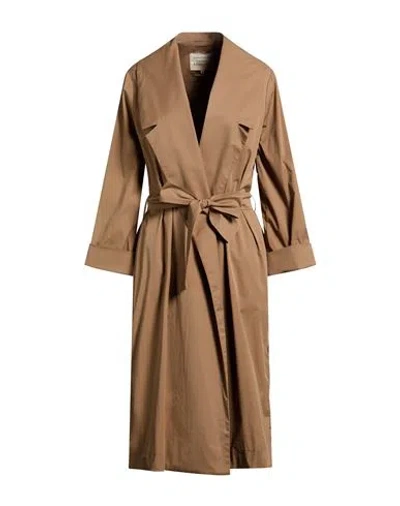Alessia Santi Woman Overcoat & Trench Coat Camel Size 6 Cotton, Polyamide, Elastane In Brown