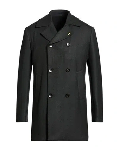 Guarinucci Man Coat Dark Green Size 46 Polyester, Wool In Black