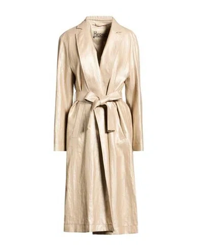 Herno Woman Overcoat & Trench Coat Beige Size 8 Linen, Polyurethane In Brown