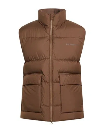 Carhartt Man Vest Brown Size L Polyester In Brown