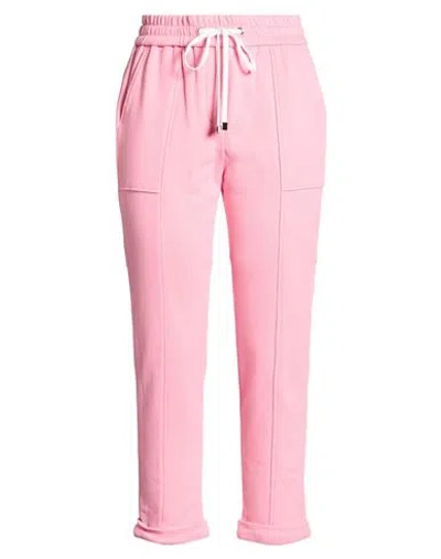Peserico Easy Woman Pants Pink Size 6 Cotton, Elastane In Pink
