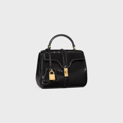 Celine Bag 16 Mini In Sequins And Leather In Black