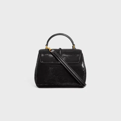 Celine Bag 16 Mini In Sequins And Leather In Black