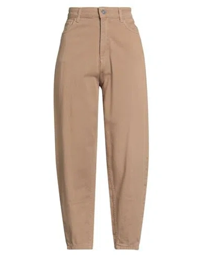 Stilosophy Woman Pants Camel Size 8 Cotton In Brown