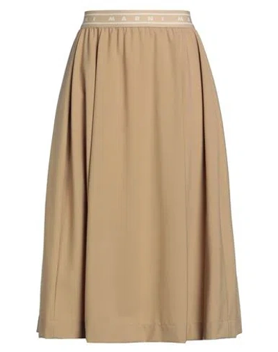 Marni Woman Midi Skirt Beige Size 8 Polyester, Virgin Wool, Elastane In Brown