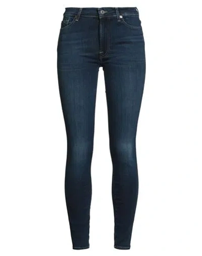 7 For All Mankind Woman Jeans Blue Size 24 Cotton, Polyester In Blue