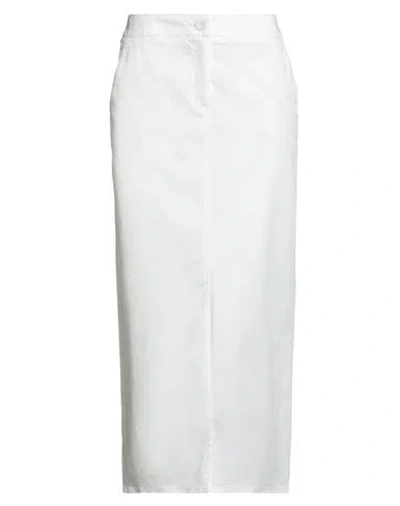 Marie Méro Woman Midi Skirt White Size 6 Cotton, Elastane In White