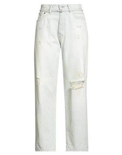Acne Studios Woman Jeans Blue Size 31w-32l Cotton, Cowhide In White