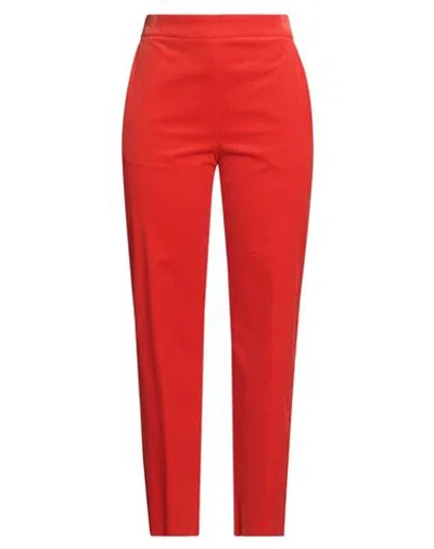 Agnona Woman Pants Red Size 10 Cotton, Cashmere, Elastane In Red