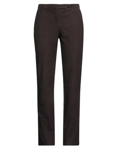 Theory Woman Pants Dark Brown Size 6 Lambskin In Brown