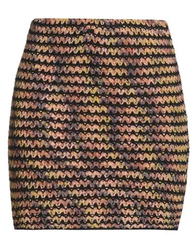 Akep Woman Mini Skirt Rust Size L Acrylic, Polyester, Polyamide, Viscose In Multi
