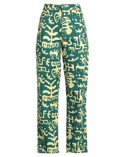Charles Jeffrey Loverboy Woman Jeans Deep Teal Size L Cotton In Green