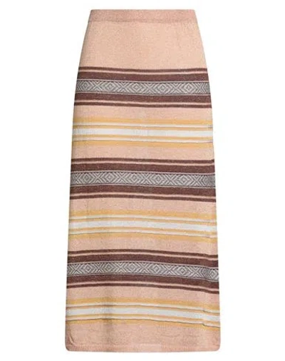 B.yu B. Yu Woman Midi Skirt Copper Size Xl Viscose, Polyamide, Metallic Polyester In Multi