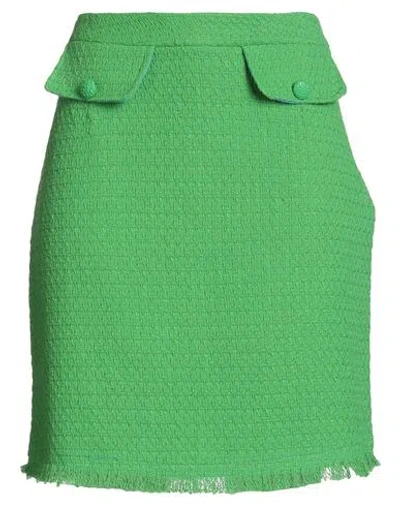 Hanita Woman Mini Skirt Green Size 6 Cotton, Nylon In Green