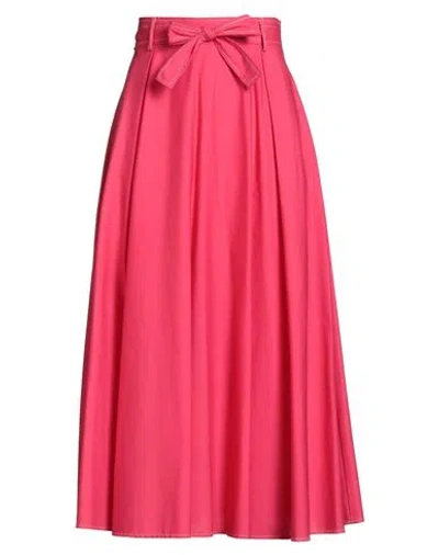 Sfizio Studio Woman Midi Skirt Fuchsia Size 6 Cotton, Elastane In Pink