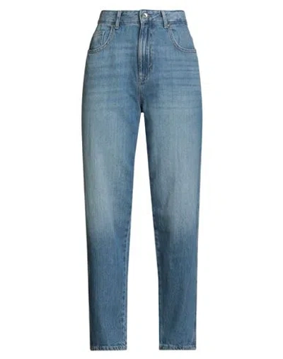 Only Blue Denim Woman Jeans Blue Size 29w-32l Cotton, Recycled Cotton In Blue
