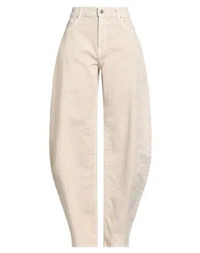 Vicolo Denim Couture Woman Jeans Cream Size L Cotton In Gray