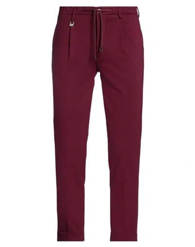 Barbati Man Pants Garnet Size 36 Viscose, Polyamide, Elastane In Burgundy
