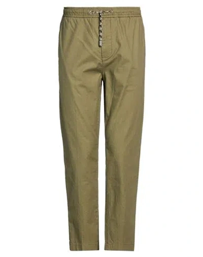 Guess Man Pants Military Green Size 32 Cotton, Linen, Elastane In Green