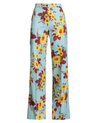 Sara Roka Woman Pants Sky Blue Size 10 Cotton, Elastane In Blue