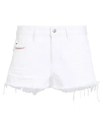 Diesel Woman Denim Shorts White Size 30 Cotton In White