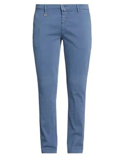 Barbati Man Pants Slate Blue Size 40 Cotton, Elastane In Blue