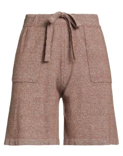 Fedeli Woman Shorts & Bermuda Shorts Brown Size 6 Cashmere, Linen In Brown