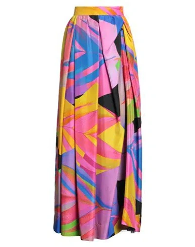 Sara Roka Woman Maxi Skirt Marigold Size 10 Silk In Multi