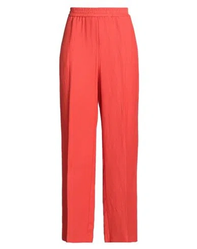 Nude Woman Pants Tomato Red Size 6 Linen, Viscose In Red