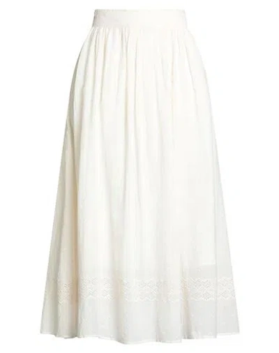 Alessia Santi Woman Midi Skirt Cream Size 6 Cotton, Viscose In White