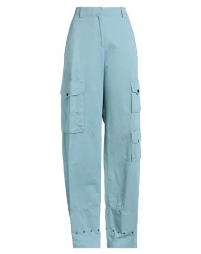 Pt Torino Woman Pants Sky Blue Size 8 Cotton, Linen In Blue