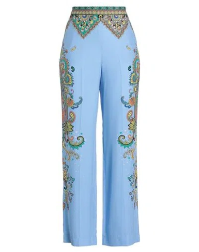 Etro Woman Pants Light Blue Size 10 Silk In Blue