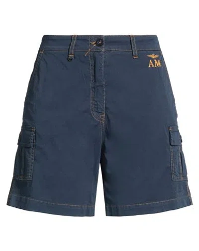 Aeronautica Militare Woman Shorts & Bermuda Shorts Midnight Blue Size 14 Cotton, Elastane In Blue