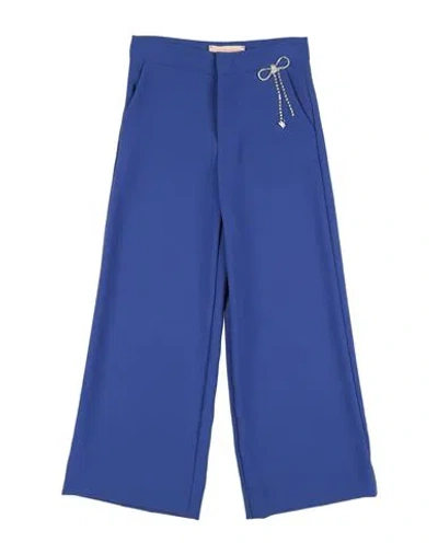 Elisabetta Franchi La Mia Bambina Toddler Girl Pants Blue Size 4 Polyester In Blue