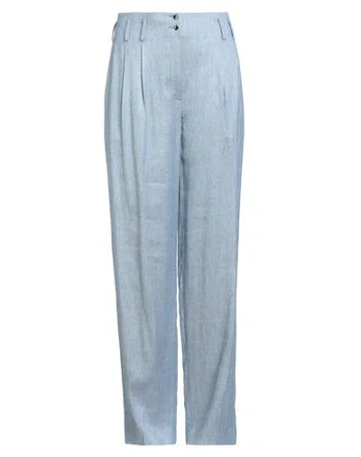 Genny Woman Pants Light Blue Size 8 Viscose, Linen, Elastane, Polyamide, Polyester In Blue