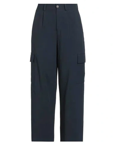 White Wise Woman Pants Navy Size 6 Viscose, Linen In Blue