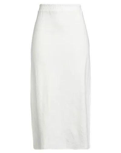 Kontatto Woman Midi Skirt Black Size 8 Cotton, Polyester In White