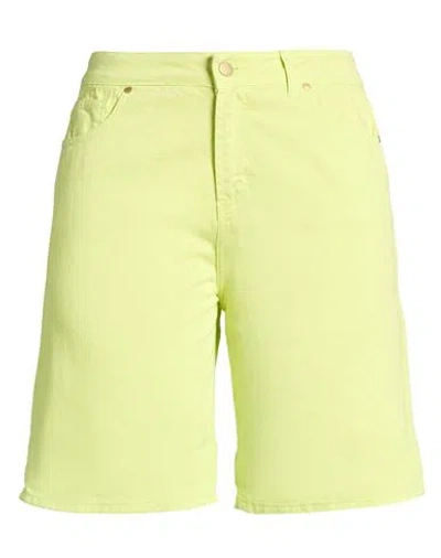 Kartika Woman Denim Shorts Green Size 14 Cotton In Yellow