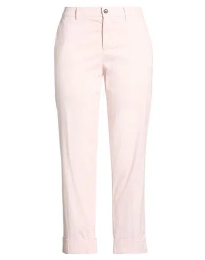 Berwich Woman Pants Light Pink Size 10 Cotton, Silk, Elastane In Pink
