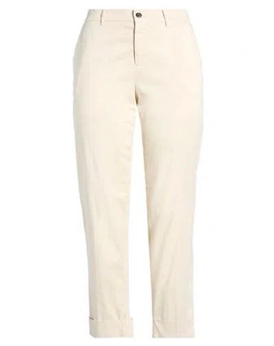 Berwich Woman Pants Ivory Size 10 Cotton, Silk, Elastane In Neutral