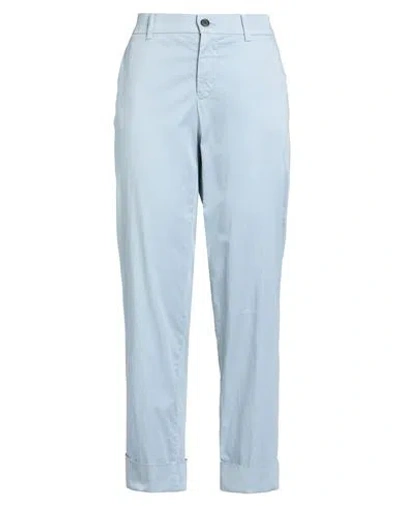 Berwich Woman Pants Light Blue Size 8 Cotton, Silk, Elastane In Blue