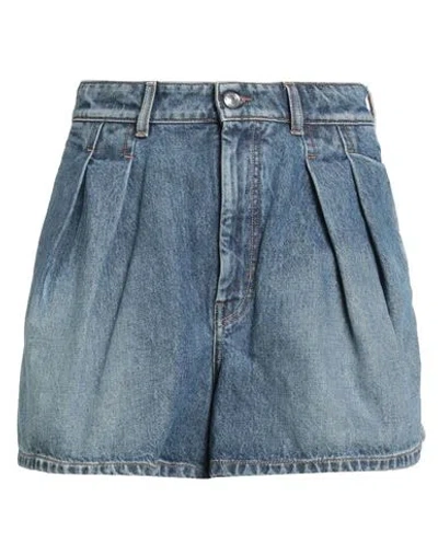 Sportmax Woman Denim Shorts Blue Size 12 Cotton In Blue
