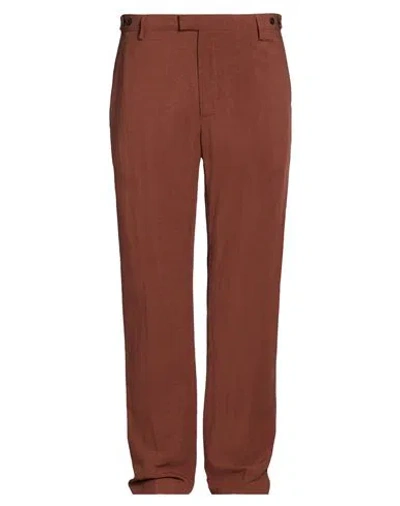 Liu •jo Man Man Pants Brown Size 40 Viscose, Linen In Burgundy