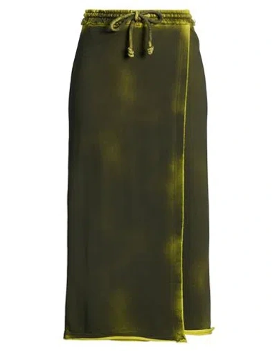 Acne Studios Woman Midi Skirt Dark Green Size L Cotton In Green