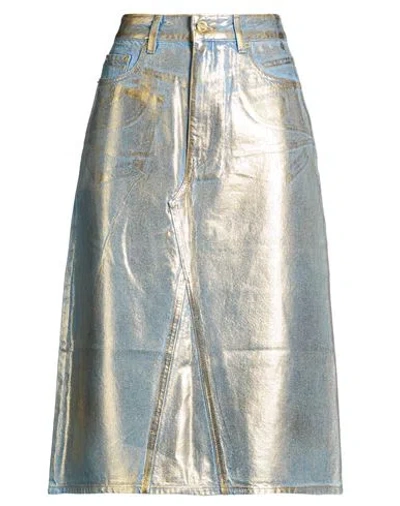 Ganni Woman Denim Skirt Gold Size 8/10 Organic Cotton In Green