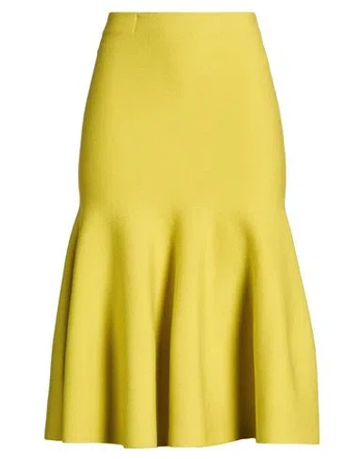 Luisa Spagnoli Woman Midi Skirt Lime Green Size S Virgin Wool, Polyester In Yellow