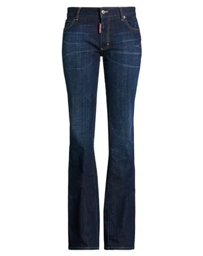 Dsquared2 Dark Clean Wash Medium Waist Flare Jeans In Blue