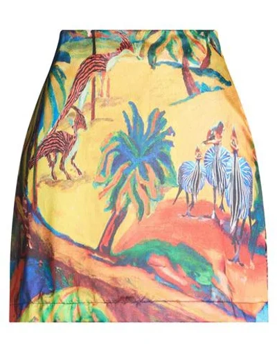 Stella Jean Woman Mini Skirt Yellow Size 8 Polyester In Multi