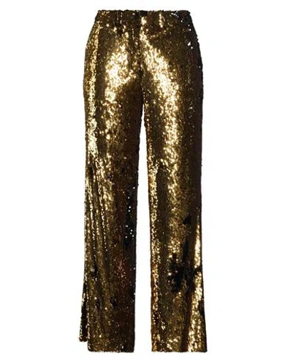 Rabanne Woman Pants Gold Size 6 Polyester, Cotton In Brown