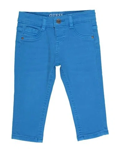 Guess Newborn Boy Jeans Azure Size 3 Cotton, Elastane In Blue